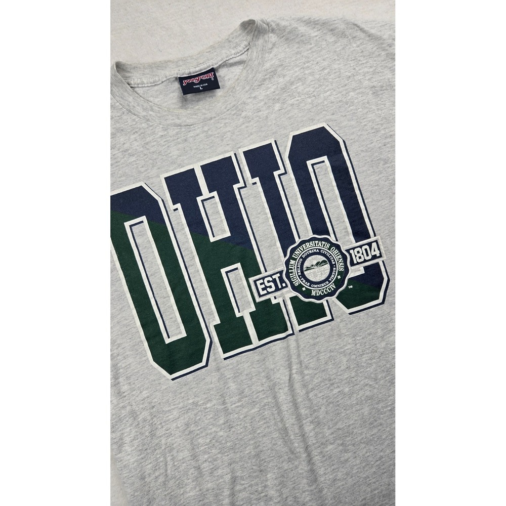 Vintage JanSport Ohio University T-Shirt USA Gray Large 90s College Tee OU Retro
